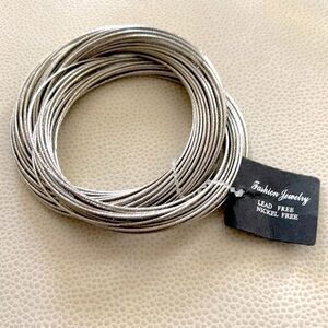 Bangle Bracelets- Intertwined Glitter Lead & Nickel Free-Silver